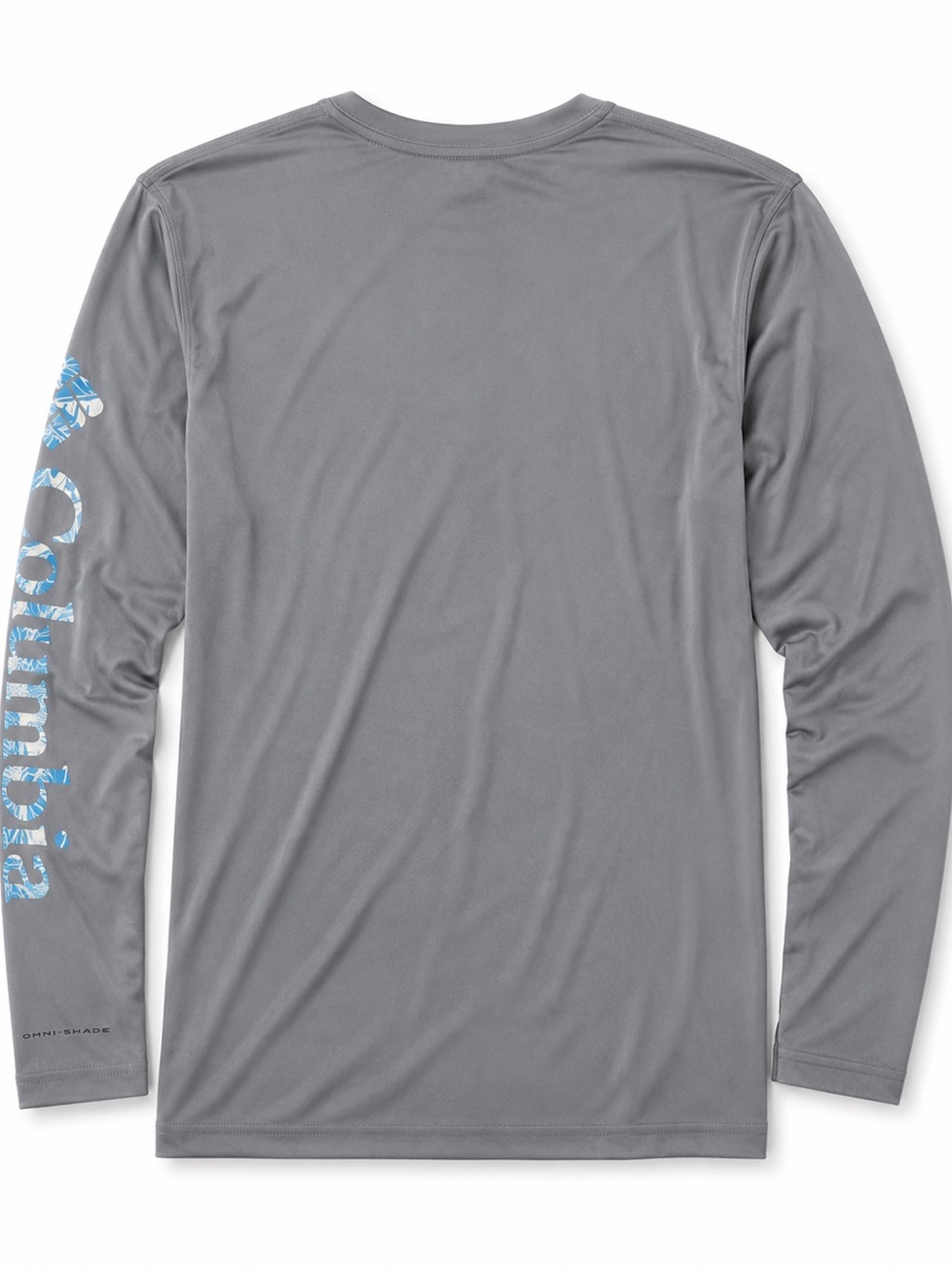 Columbia Gray Long-Sleeve Tee with Blue Sleeve Logo